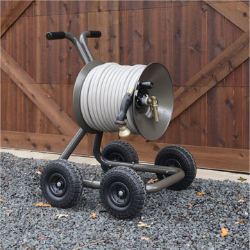  Real Hose Storage 4-Wheel Industrial Hose Reel Cart with  No-Flat Wheels, 200ft Hose Capacity, Fully Enclosed Drum (2-Wheel - 200ft  Capacity) : Patio, Lawn & Garden