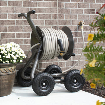 Heavy Duty 4-Wheel Garden Hose Reel Cart Multi-Purpose High